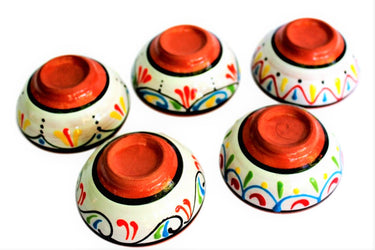 Terracotta White Mini-bowl Set of 5 - Hand Painted From Spain